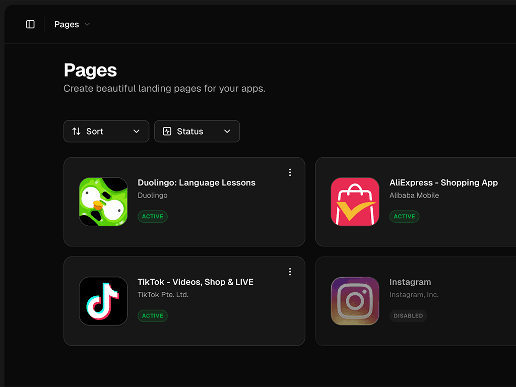 App Landing Pages Preview
